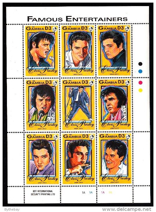 Gambia MNH Scott #1397 Minisheet Of 9 Different 3d Portraits Of Elvis Presley - Famous Entertainers - Gambie (1965-...)