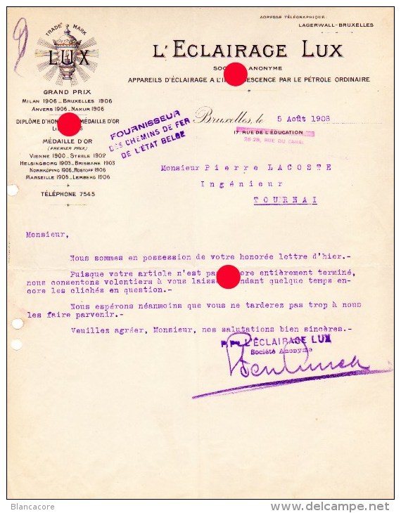 Bruxelles 1908 L' ECLAIRAGE LUX  Appareils D' éclairage - Elektriciteit En Gas