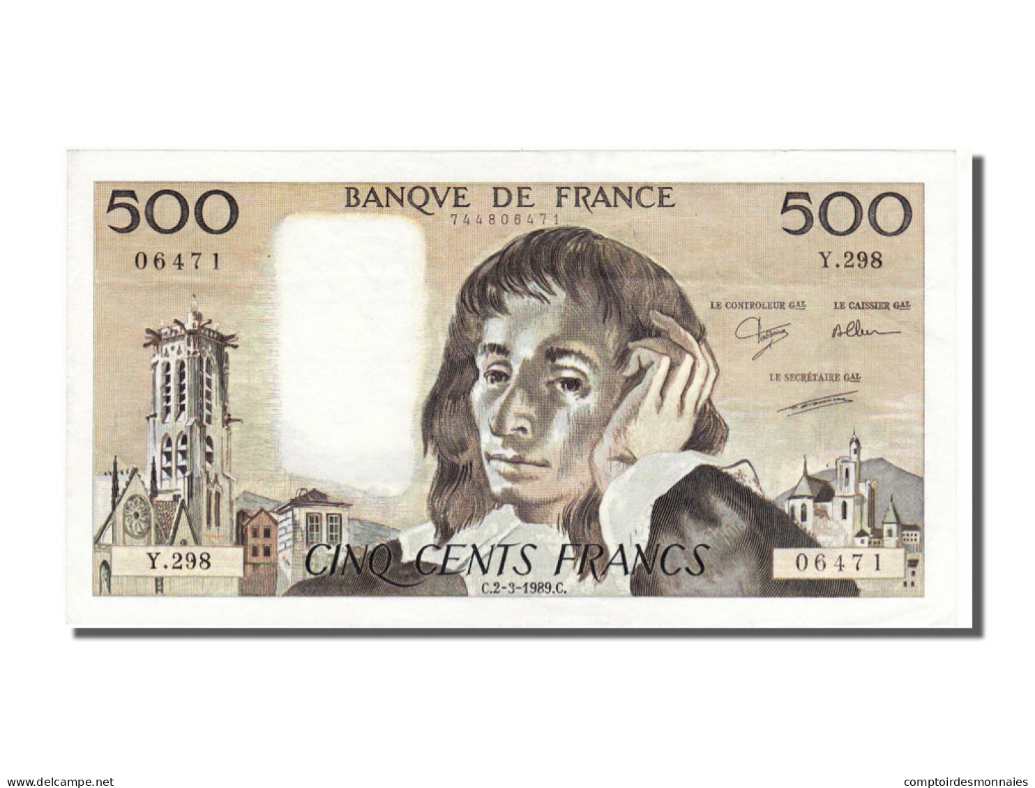 Billet, France, 500 Francs, 500 F 1968-1993 ''Pascal'', 1989, 1989-03-02, SUP+ - 500 F 1968-1993 ''Pascal''