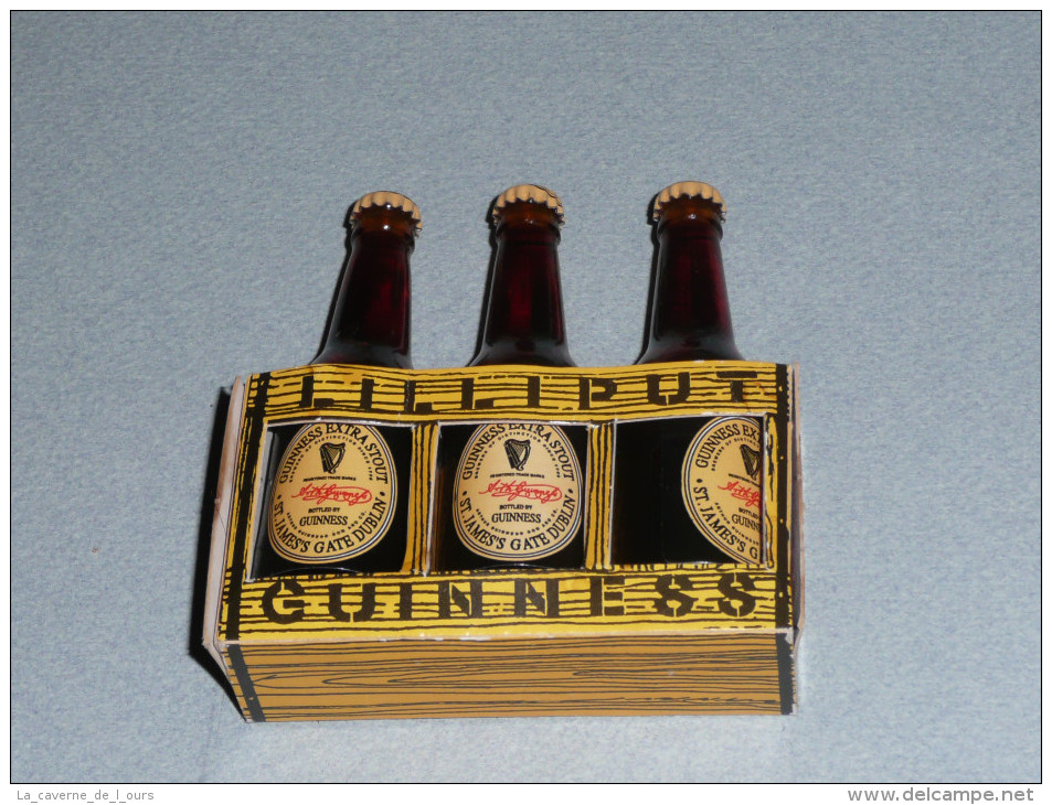 Porte-bouteilles Miniatures Carton, Lot 3 Mignonnettes De Bière Bouteille En Verre, Lilliputt GUINNESS HARP Murphy´s - Mignonnettes