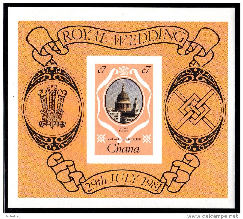 Ghana MNH Scott #762 Imperf Souvenir Sheet 7ce St. Paul´s Cathedral - Royal Wedding Charles And Diana - Ghana (1957-...)