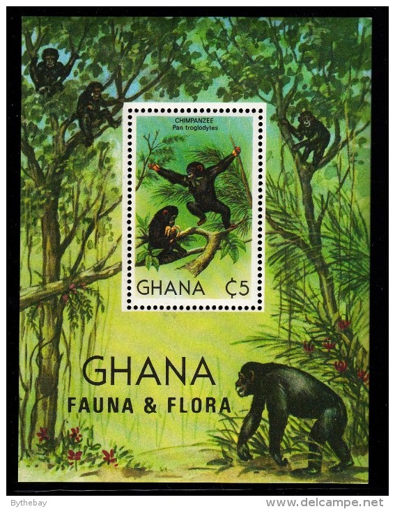 Ghana MNH Scott #788 Souvenir Sheet 5ce Chimpanzees - Fauna & Flora - Ghana (1957-...)