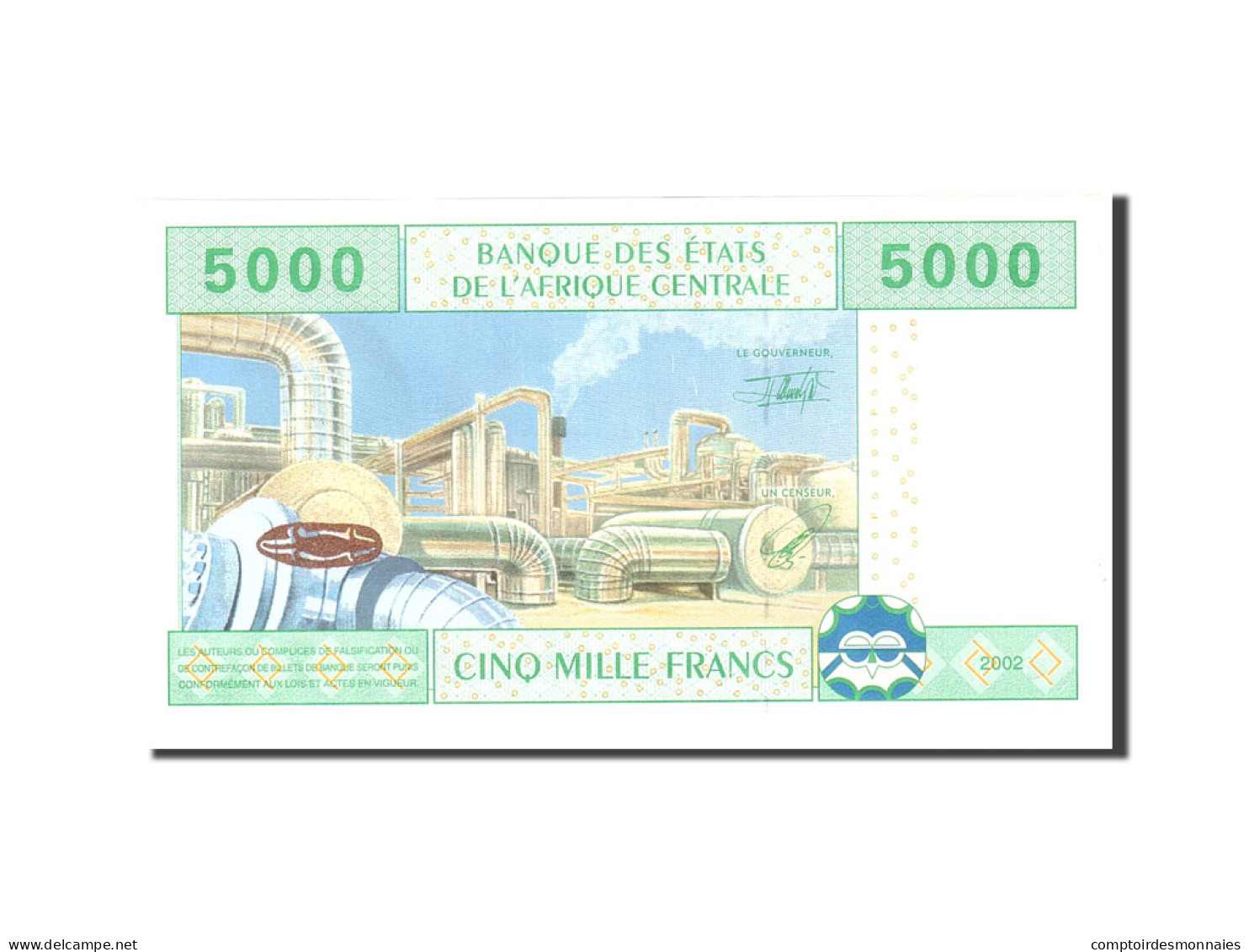 Billet, États De L'Afrique Centrale, 5000 Francs, 2002, Undated, KM:209U, NEUF - États D'Afrique Centrale