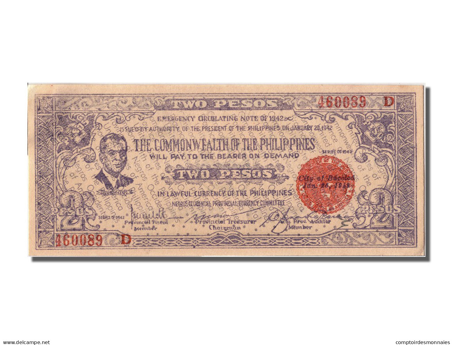 Billet, Philippines, 2 Pesos, 1942, 1942-01-26, SPL - Philippinen