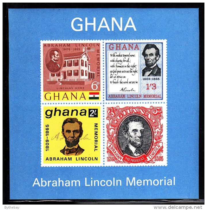 Ghana MNH Scott #211a Souvenir Sheet Of 4 Abraham Lincoln - Ghana (1957-...)