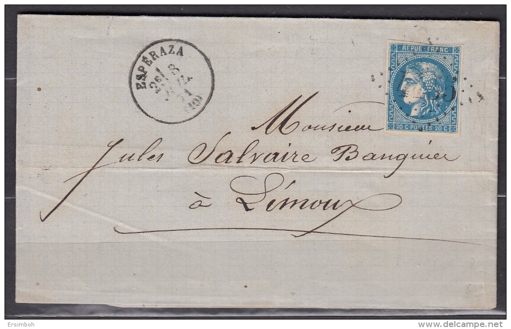 LAC N46R2 Espéraza-Limoux Cad T16 - 1870 Bordeaux Printing