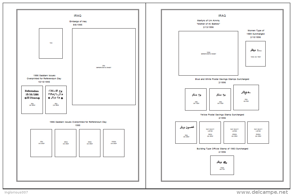 IRAQ STAMP ALBUM PAGES 1923-2011 (277 pages)