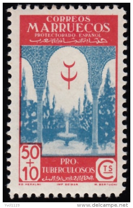 SPANISH MOROCCO - Scott #B15 Tuberculosis Fund / Mint LH Stamp - Maroc Espagnol