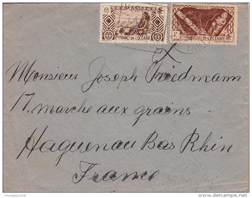 Lettre Papeete Tahiti Pour Paris >> 1F+65cts Daguin - Tahiti