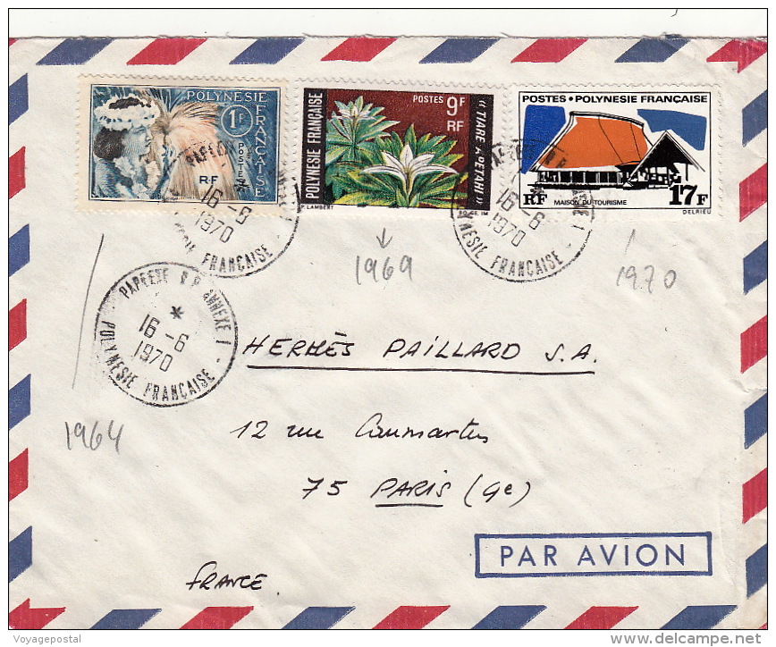 Lettre Papeete Tahiti Pour Paris 1970 >> 27F - Tahiti