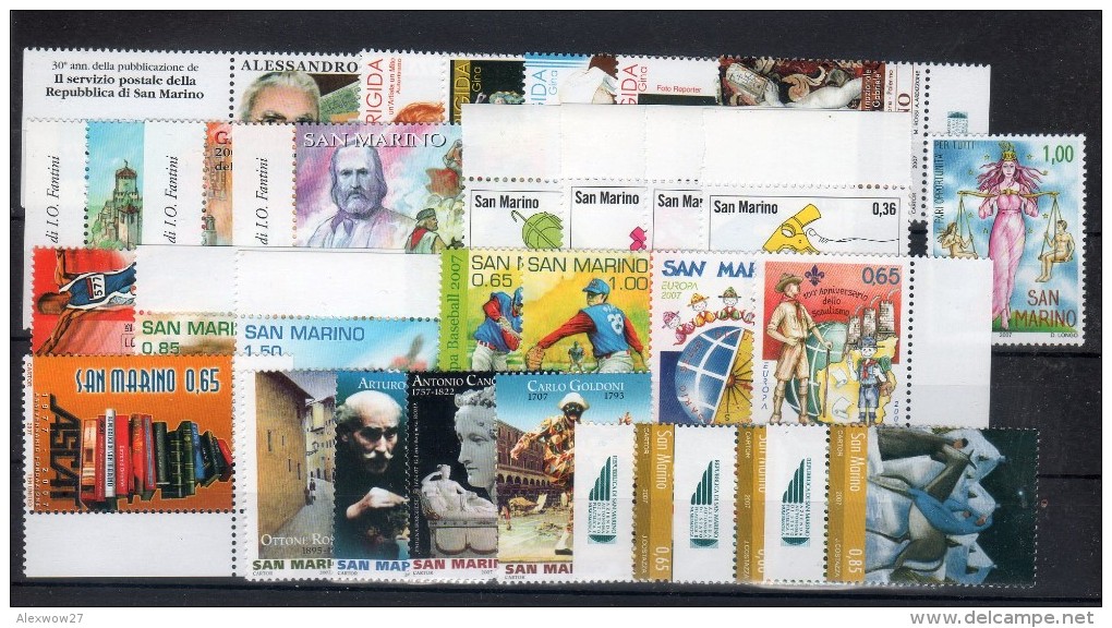 SAN MARINO  2007 -- Annata Completa + 4 BF  --- Complete FINE **MNH - Annate Complete