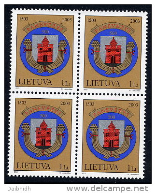 LITHUANIA 2003 500th Anniversary Of Panevezys Block Of 4  MNH / **.  Michel 828 - Lituanie