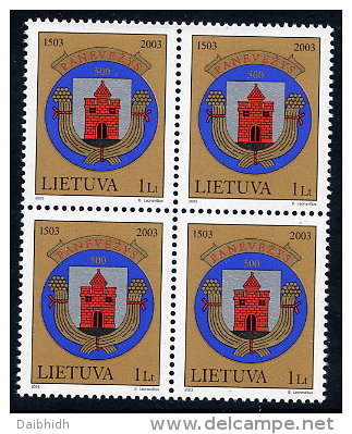 LITHUANIA 2003 500th Anniversary Of Panevezys Block Of 4  MNH / **.  Michel 828 - Lithuania