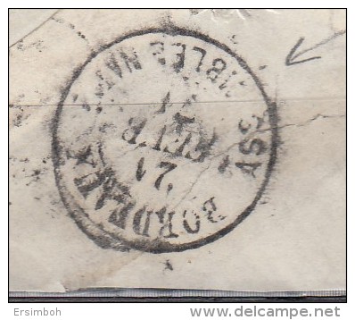 RR Indice 31 - Enveloppe N46R2 Vers Bordeaux. Cachets Ambulant+arrivée Assemblée Nationale Bordeaux 18 Fev 71 (indice31) - 1870 Bordeaux Printing
