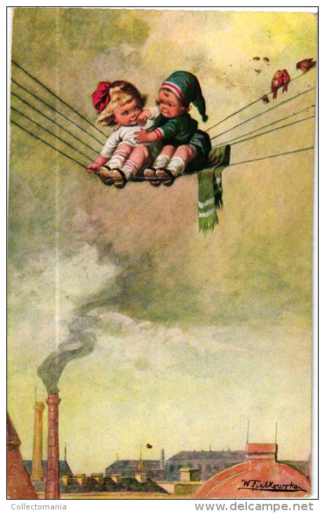 3 Postcards Wally Fialkowska Artist Signed & Numbered Little Couples In Phone Wires Speake To Me N°1661-1016-1017 - Fialkowska, Wally