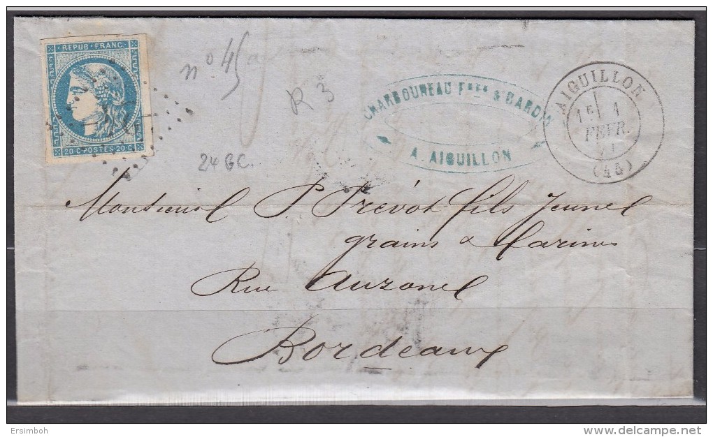 LAC N45R3 Aiguillon-Bayonne - 1870 Bordeaux Printing