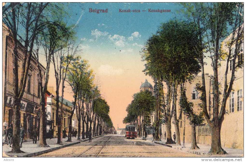 BELGRAD (Jugoslawien) - Konakgasse, Strassenbahn, Gel.1916, Ungarische Marke - Jugoslawien