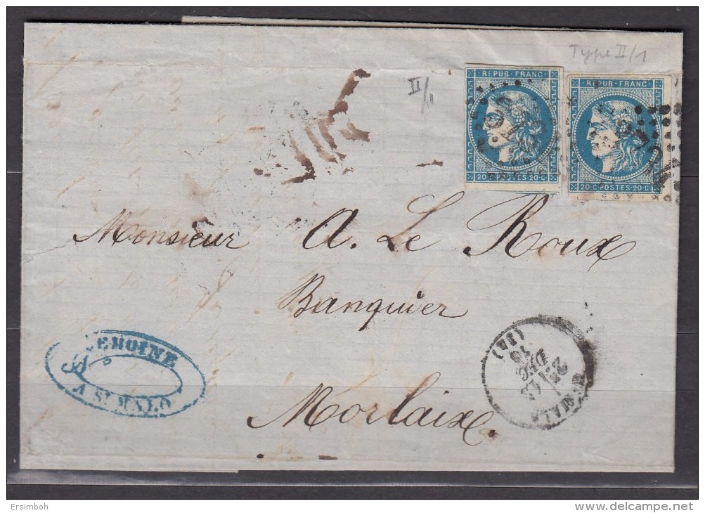 LAC 2X N45R1 Saint Malo- Morlaix - 1870 Ausgabe Bordeaux