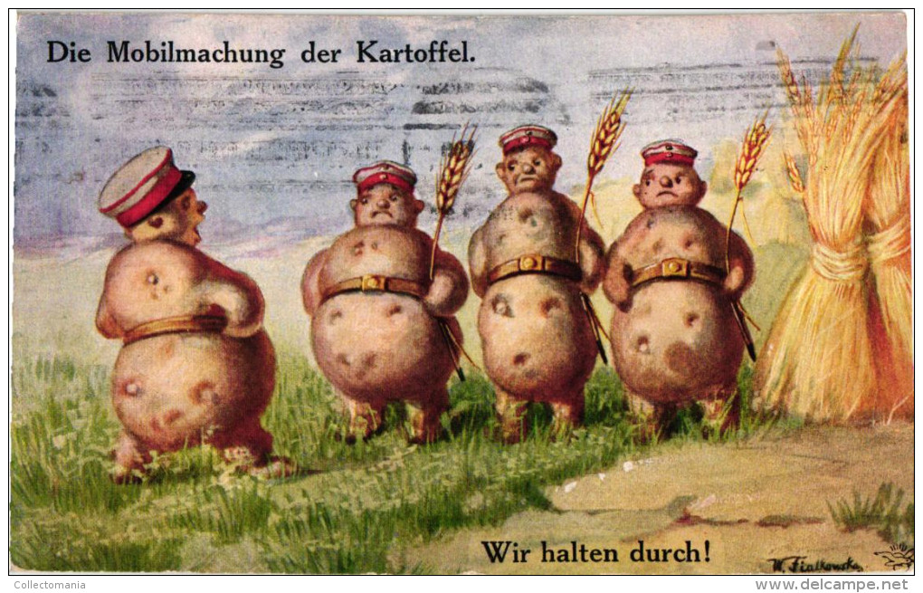 1 Postcards Wally Fialkowska Artist Signed & Numbered  Die Mobielmachung Der Kartoffel Potatoes VEGGIE PEOPLE - Fialkowska, Wally