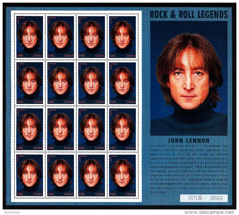 Ghana MNH Scott #1991 Minisheet Of 16 400ce John Lennon - Ghana (1957-...)