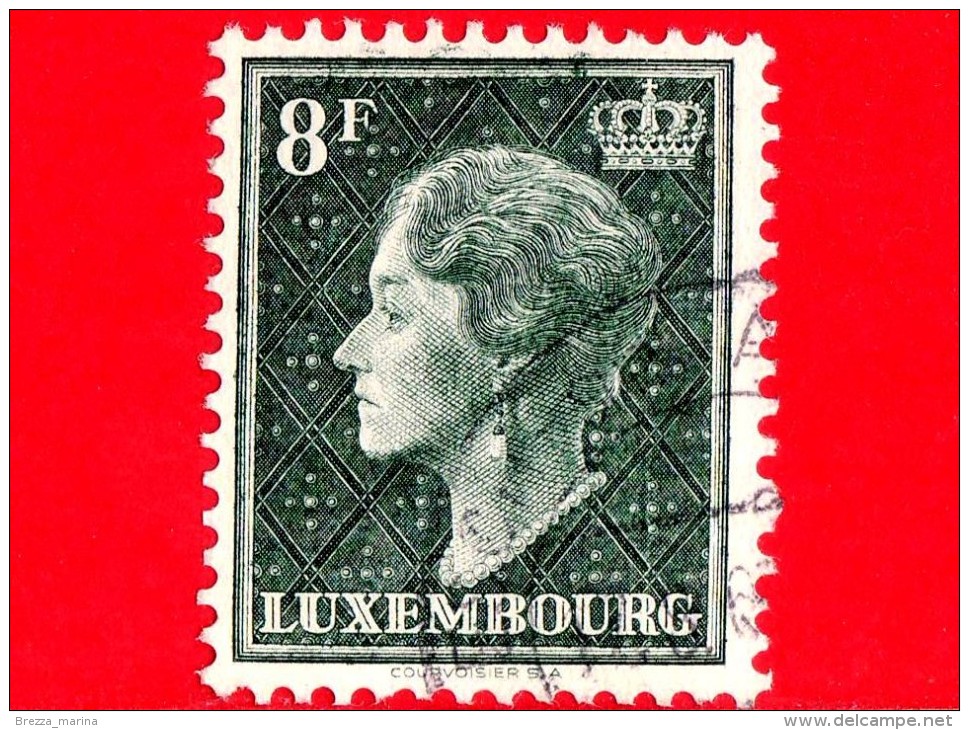 LUSSEMBURGO - Usato - 1949 - Profilo Della Granduchessa Charlotte (volta A Sinistra) Su Uno Sfondo Reticolato - 8 - 1948-58 Charlotte Linkerkant