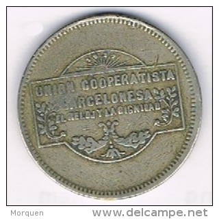 Moneda Cooperativa El Reloj Y La Dignidad, Barcelona 5 Pts, Resello Trebol - Professionals/Firms