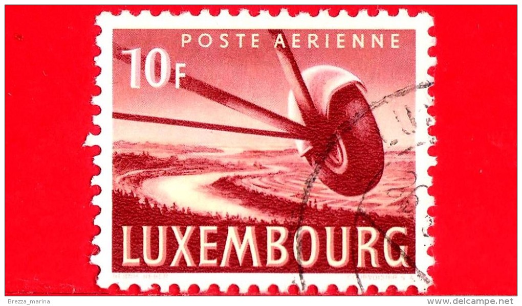 LUSSEMBURGO - Usato - 1946 - Posta Aerea - Ruota Dell'aereo Sul Fiume Moselle - 10 Fr - Oblitérés