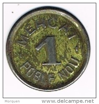 Moneda  Ficha 1 Pta Mercat De POBLE NOU (barcelona). Republica - Profesionales/De Sociedad