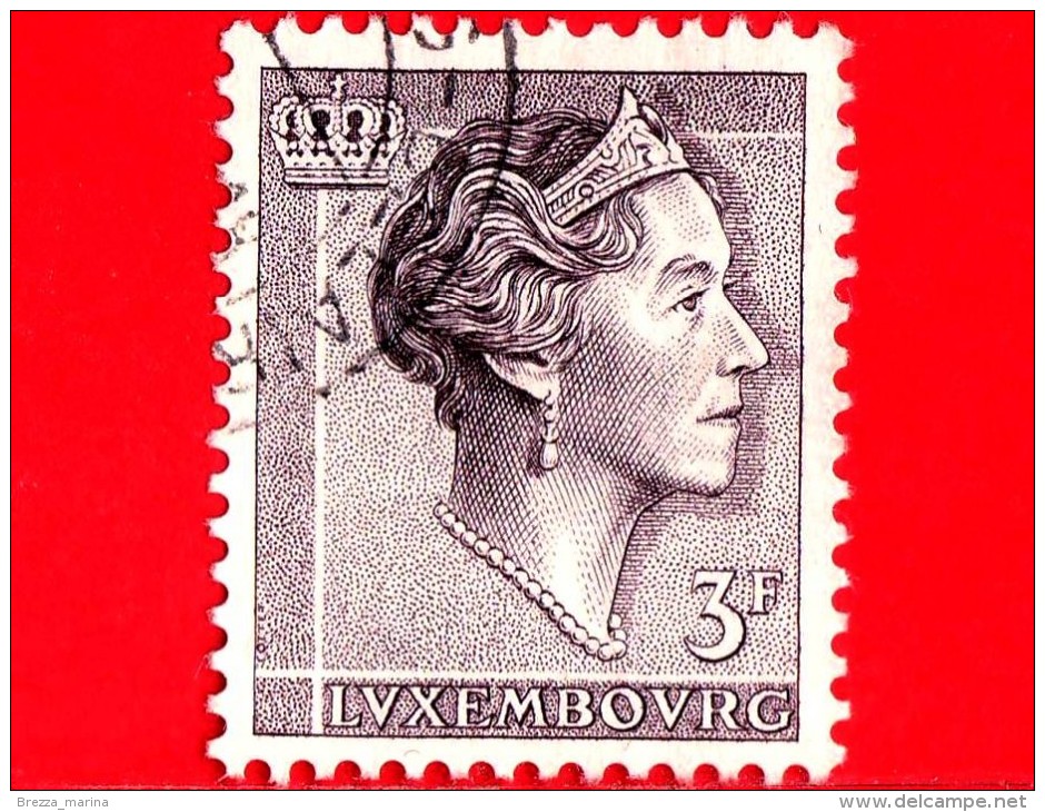 LUSSEMBURGO - Usato - 1961 - Profilo Della Granduchessa Carlotta Che Indossa Tiara E Perle (rivolto Verso Destra) - 3 - 1960 Charlotte, Type Diadème