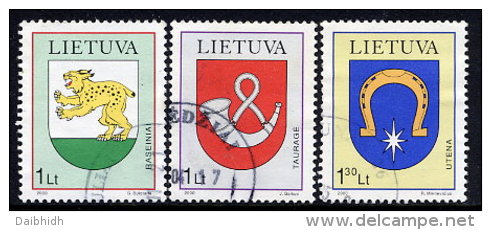 LITHUANIA 2000 Town Arms Set Of 3 Used.  Michel 739-41 - Litouwen