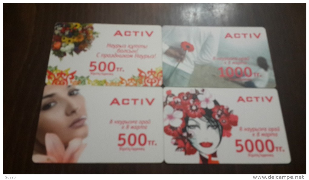 Kazakhstan-activ Prepiad Card-(500,500,1000,5000)-mint-(4cards)+2card Prepiad Free - Kazachstan