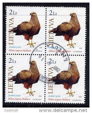 LITHUANIA 2000 Birds Of Prey  2 Lt. Block Of 4 Used.  Michel 732 - Lituania