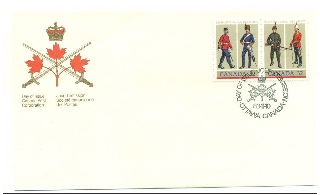 1983 Canada Regiments 32c Pair  First Day Cover - 1981-1990