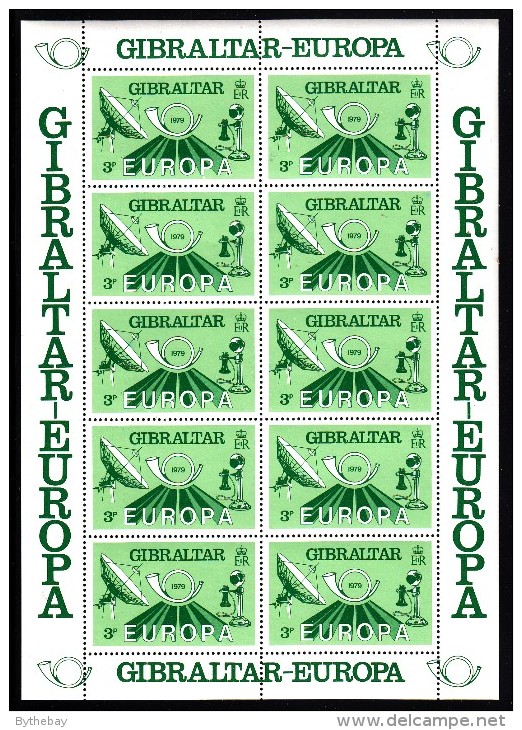 Gibraltar MNH Scott #382-#384 Set Of 3 Minisheets Of 10 Satellite, Posthorn, Telephone - EUROPA - 1979