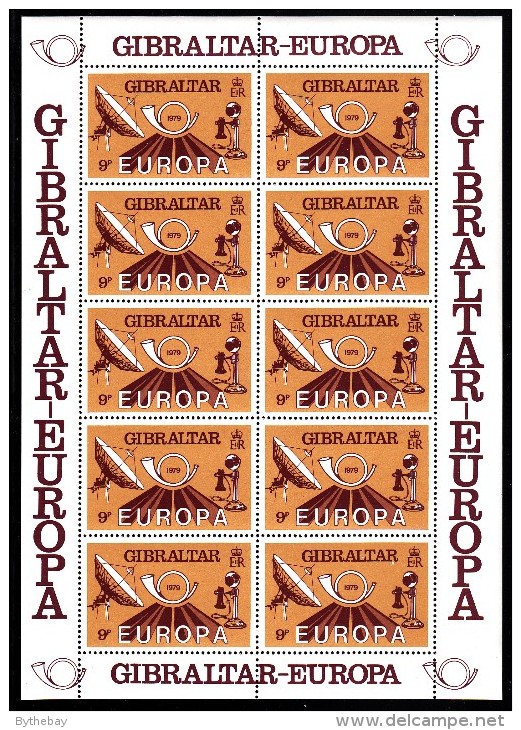 Gibraltar MNH Scott #382-#384 Set Of 3 Minisheets Of 10 Satellite, Posthorn, Telephone - EUROPA - Gibraltar