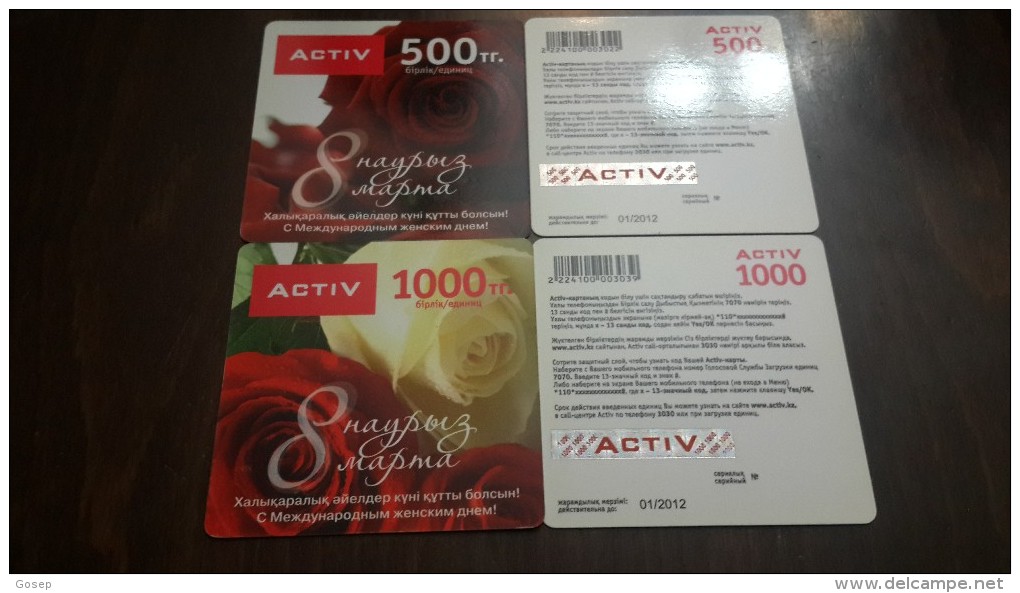 Kazakhstan-activ Prepiad Card-(500,1000)-(2cards)mint Card+1card Prepiad Free - Kasachstan