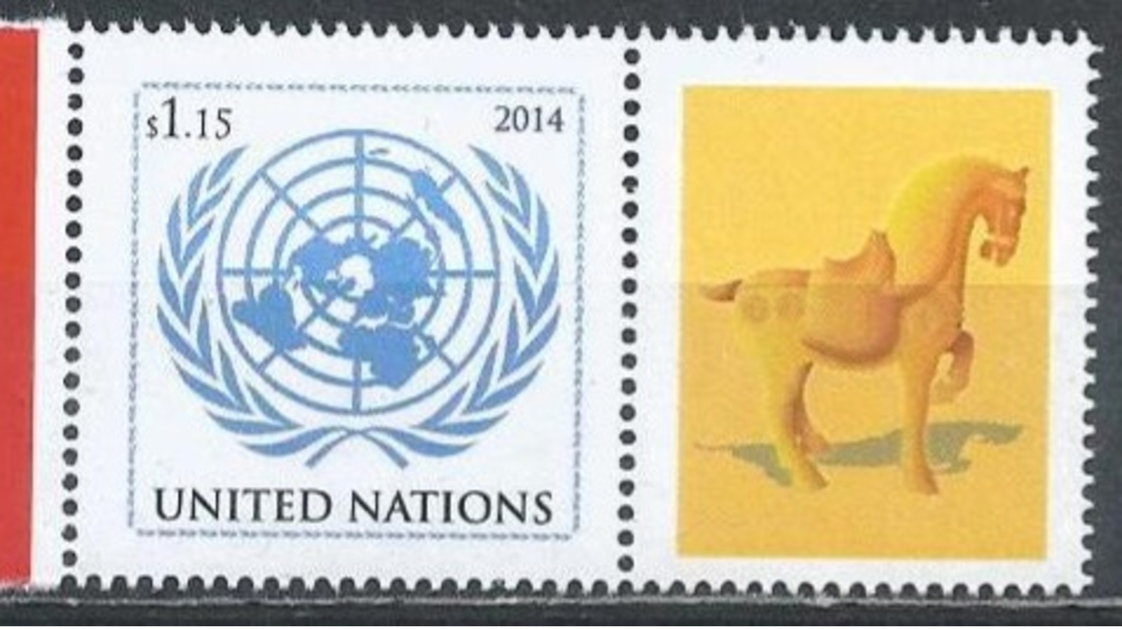 UN-New York. Scott # 1079  MNH Personalized With Label. Year Of The Horse. 2014 - Unused Stamps