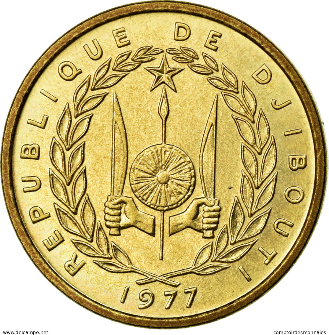 Monnaie, Djibouti, 10 Francs, 1977, FDC, Aluminium-Bronze, KM:E4 - Dschibuti