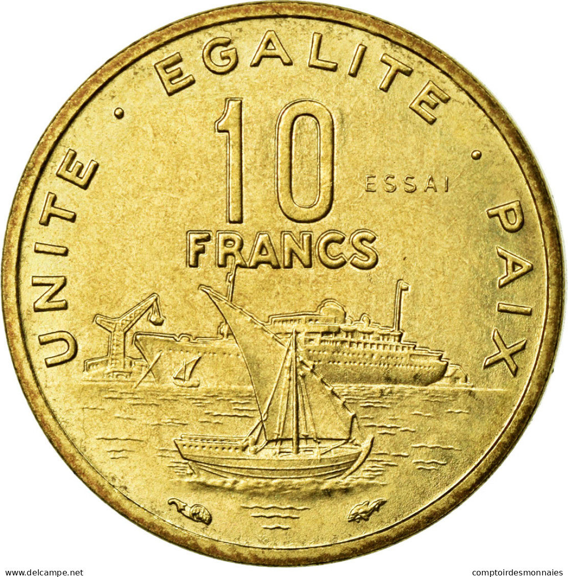 Monnaie, Djibouti, 10 Francs, 1977, FDC, Aluminium-Bronze, KM:E4 - Dschibuti