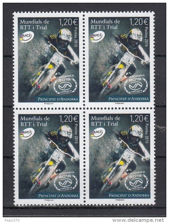 ANDORRA FRANCESA 2015 - CAMPEONATO MUNDIAL DE TRIAL Y BTT - BLOCK OF 4 - Unused Stamps