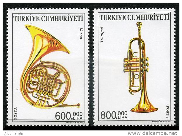 TURKEY 2003 (**) - Mi. 3355-56, Music / Musical Instruments (French Horn, Trumpet) - Ongebruikt