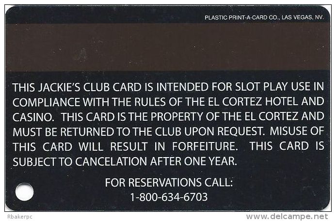 El Cortez Casino Las Vegas Slot Card (Blank) - Casino Cards