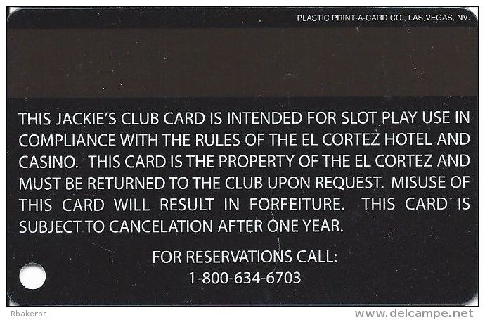 El Cortez Casino Las Vegas Slot Card (Blank) - Casino Cards