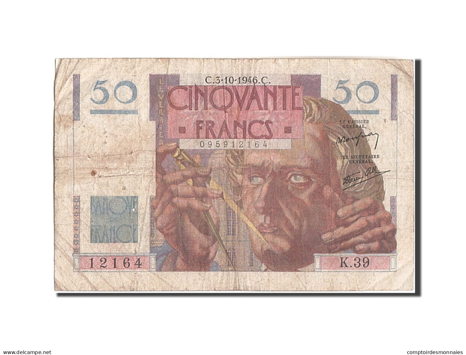 Billet, France, 50 Francs, 50 F 1946-1951 ''Le Verrier'', 1946, 1946-10-03, TB - 50 F 1946-1951 ''Le Verrier''