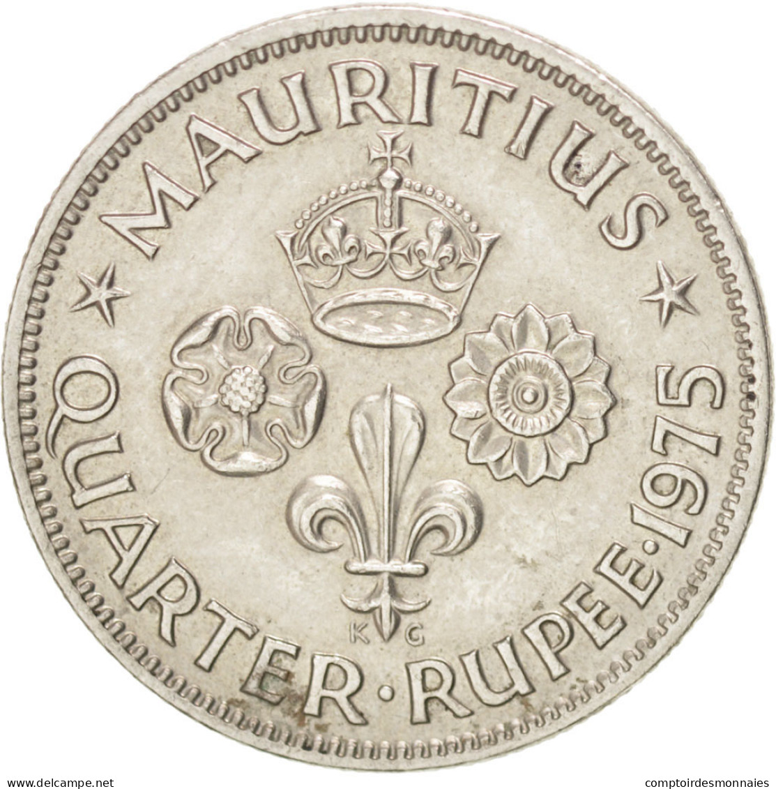 Monnaie, Mauritius, Elizabeth II, 1/4 Rupee, 1975, SUP, Copper-nickel, KM:36 - Maurice