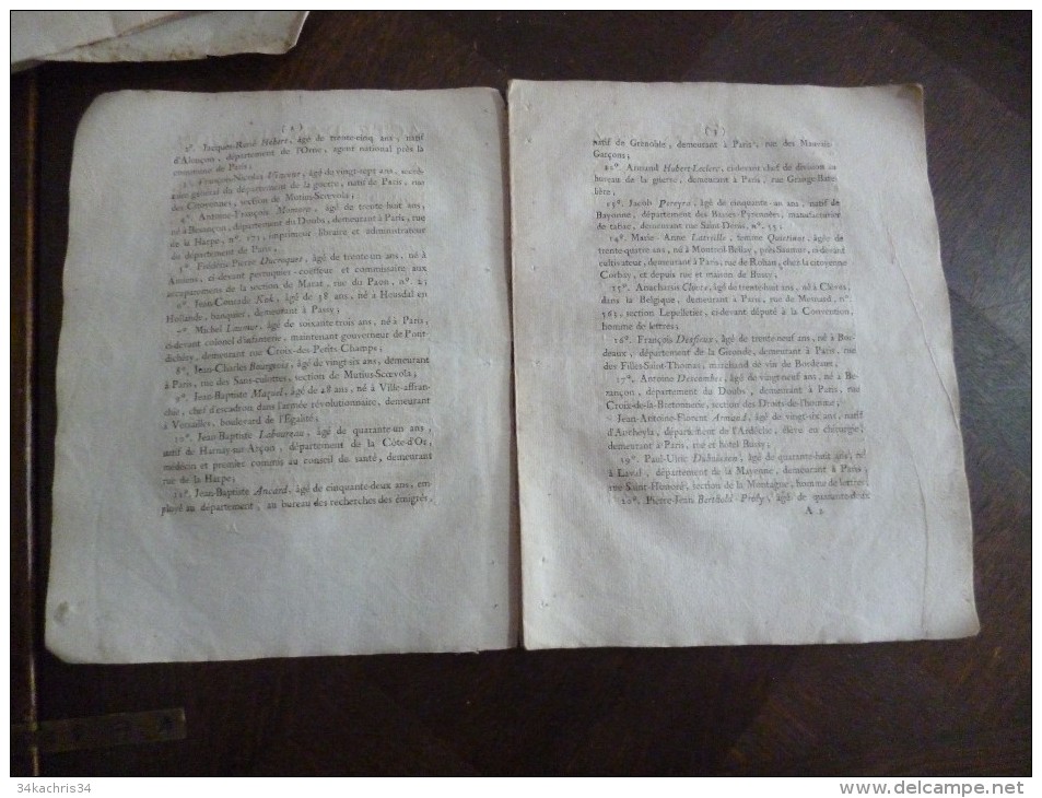 Révolution An II 10/04/1793 Acte D'accusation Contre Les Auteurs Des Pamphlets à Paris Accusateur Public A.Q.Fouquier - Gesetze & Erlasse