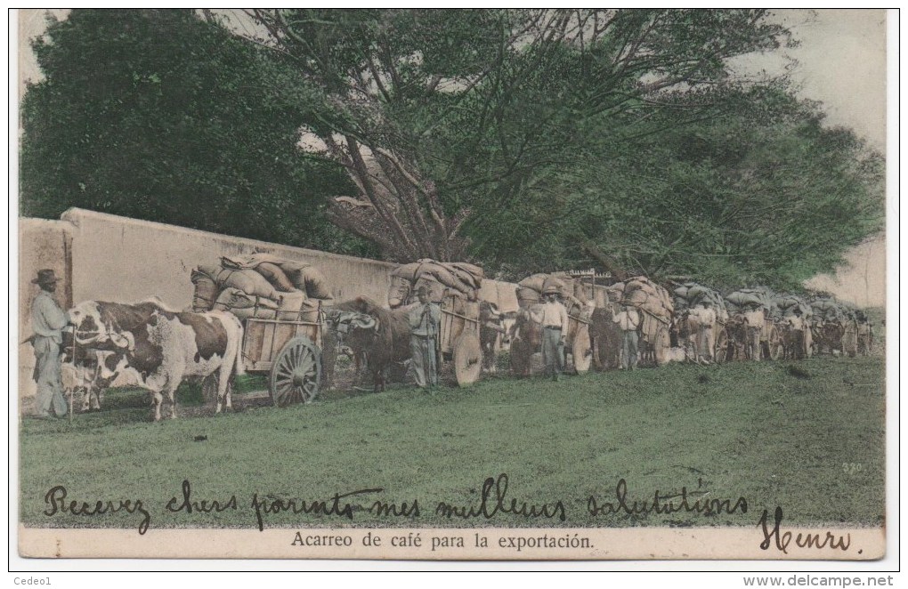 COSTA RICA   ACARREO DE CAFE PARA LA EXPORTACION    CACHET 1907 - Costa Rica