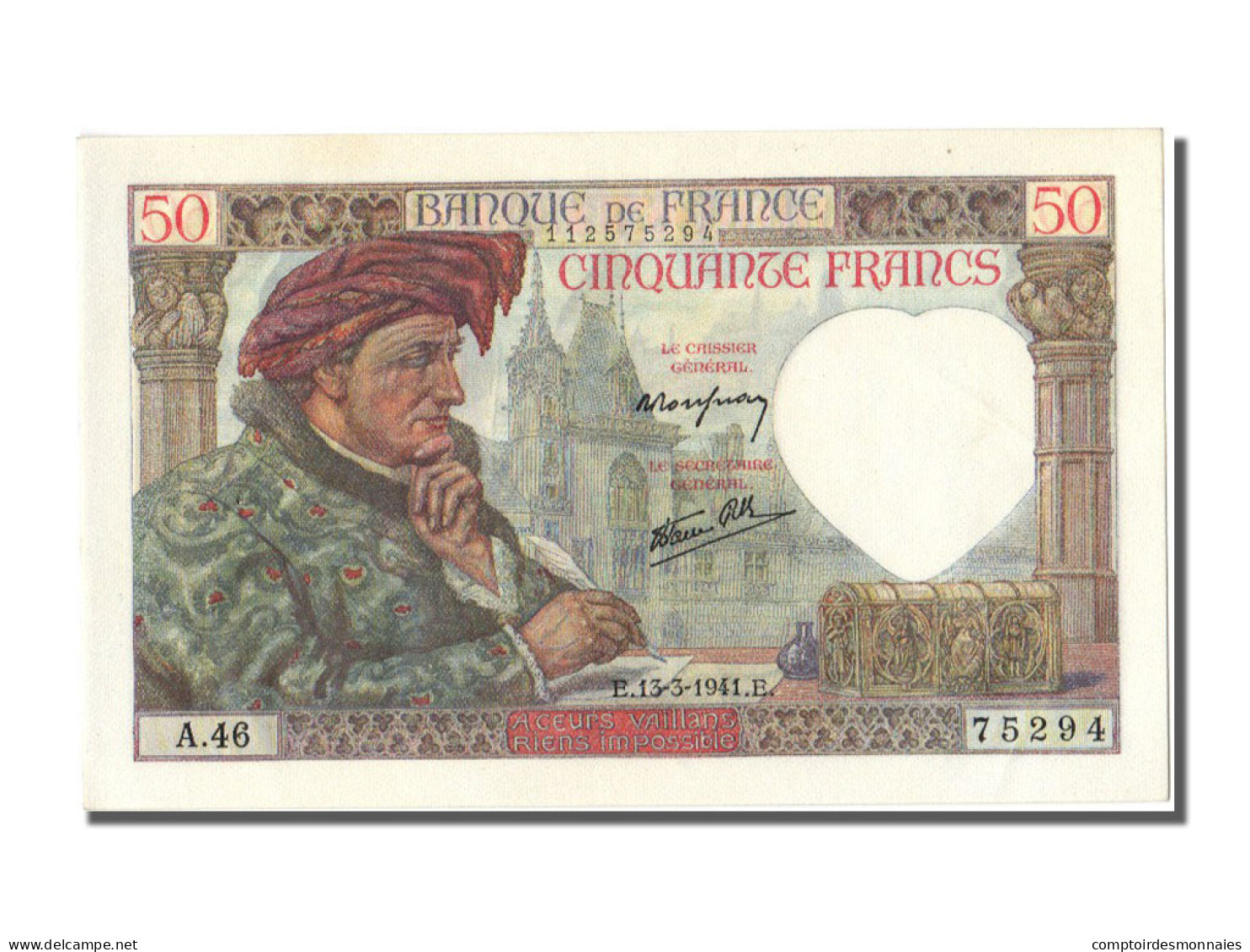 Billet, France, 50 Francs, 50 F 1940-1942 ''Jacques Coeur'', 1941, 1941-03-13 - 50 F 1940-1942 ''Jacques Coeur''