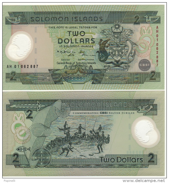 SOLOMON-ISLANDS  2 Dollars   "Commemoartive-POLIMER"   P23    ND  (2001)    UNC - Solomonen