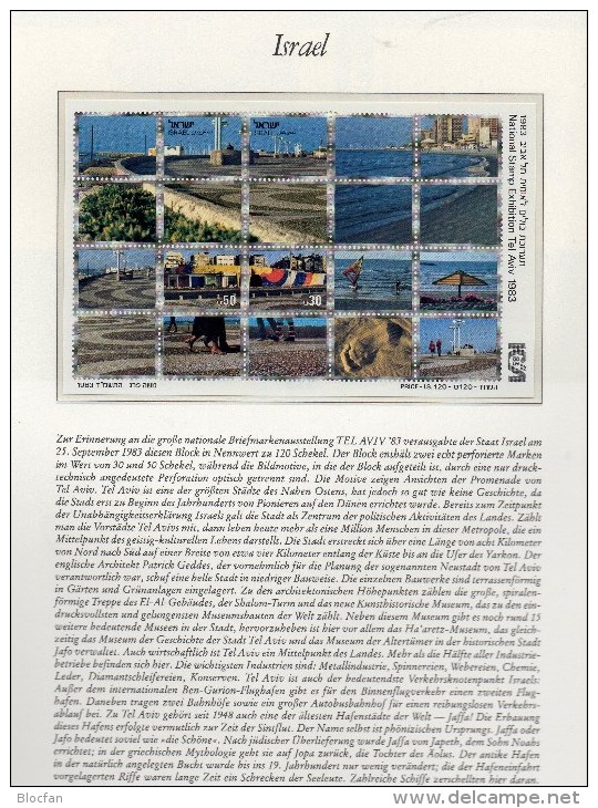 Expo Tel Aviv 1983 Strandpromenade Mittelmeer Israel GBl.+Block 25 ** 18€ Tourismus Hb Bloc M/s Philatelic Sheet Bf Asia - Unused Stamps (without Tabs)